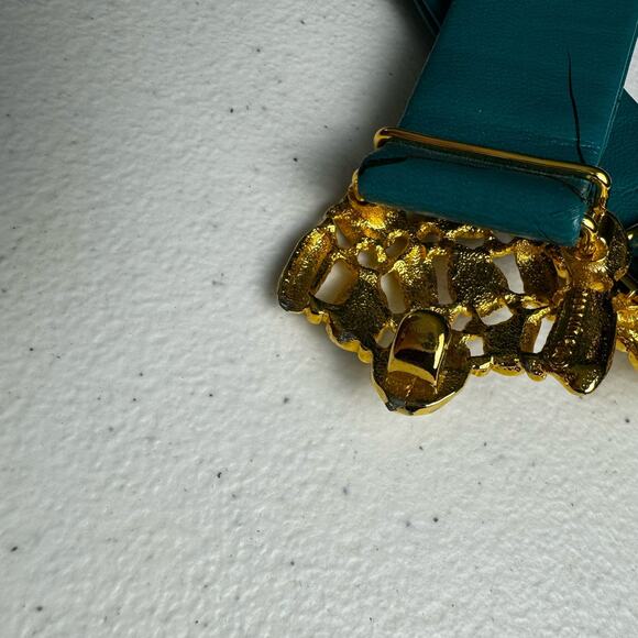 Rare Douglas Paquette Vintage Gold Tone Faux Gem Cluster Jeweled Belt Buckle - Picture 3 of 11